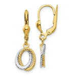 Load image into Gallery viewer, 14K Two-tone Gold Textured and Polished Dangle Leverback Earrings