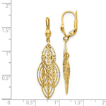 Load image into Gallery viewer, 14K Yellow Gold Textured and Polished Dangle Leverback Earrings