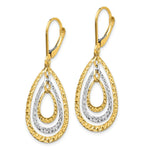 Load image into Gallery viewer, 14K Two-tone Gold Diamond Cut Leverback Earrings