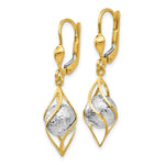Load image into Gallery viewer, 14K Two-tone Gold Polished Diamond-cut Dangle Leverback Earrings