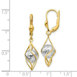 Load image into Gallery viewer, 14K Two-tone Gold Polished Diamond-cut Dangle Leverback Earrings