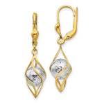 Load image into Gallery viewer, 14K Two-tone Gold Polished Diamond-cut Dangle Leverback Earrings