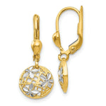 Load image into Gallery viewer, 14K Yellow Gold and Rhodium Polished and Textured Dangle Leverback Earrings