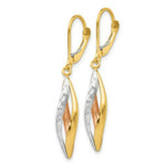 Load image into Gallery viewer, 14K Yellow Gold & Rhodium and Rose Gold Diamond-cut Leverback Earrings