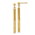 Load image into Gallery viewer, 14K Yellow Gold Polished and Diamond-cut Bar Dangle Post Earrings