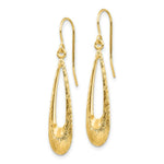 Load image into Gallery viewer, 14k Yellow Gold Polished and Textured Teardrop Dangle Earrings