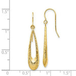 Load image into Gallery viewer, 14k Yellow Gold Polished and Textured Teardrop Dangle Earrings