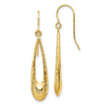 Load image into Gallery viewer, 14k Yellow Gold Polished and Textured Teardrop Dangle Earrings
