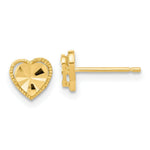Load image into Gallery viewer, 14K Yellow Gold Polished Diamond-cut Heart Post Earrings