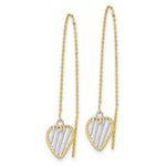 Load image into Gallery viewer, 14k Two-tone Gold Polished Satin and Diamond-cut Heart Threader Earrings