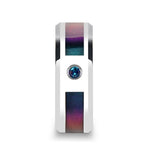 Load image into Gallery viewer, Mens Tungsten Carbide Blue/Purple Color Changing Inlay Alexandrite Setting Wedding Ring - Beveled Comfort Fit - 8mm Wide - Style name: CERULEAN