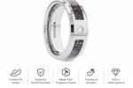 Load image into Gallery viewer, Mens Tungsten Carbide Ombre Deer Antler Inlay Diamond Wedding Ring - Polished Beveled Edges Comfort Fit - 8mm Wide - Style name: COLTON