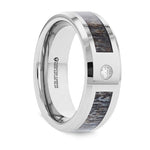 Load image into Gallery viewer, Mens Tungsten Carbide Ombre Deer Antler Inlay Diamond Wedding Ring - Polished Beveled Edges Comfort Fit - 8mm Wide - Style name: COLTON