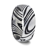Load image into Gallery viewer, Mens Damascus Steel Vivid Etched Design Black Wedding Ring - Domed Brushed Comfort Fit - 6mm 8mm Wide - Style name: STARK