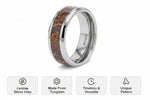 Load image into Gallery viewer, Mens Tungsten Carbide Sanskrit Stone Inlay Wedding Ring - Polished Beveled Edges Comfort Fit - 8mm Wide - Style name: ABBA