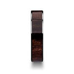 Load image into Gallery viewer, Mens Black Ceramic Black Walnut Wood Inlay Wedding Ring - Polished Finish Comfort Fit - 6mm 7mm 8mm 10mm Wide - Style name: KENDO