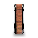 Load image into Gallery viewer, Mens Black Ceramic Koa Wood Inlaid Wedding Ring - Beveled Comfort Fit - 4mm 6mm 7mm 8mm 10mm 12mm Wide - Style name: ACACIA