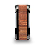 Load image into Gallery viewer, Mens Black Ceramic Koa Wood Inlaid Wedding Ring - Beveled Comfort Fit - 4mm 6mm 7mm 8mm 10mm 12mm Wide - Style name: ACACIA