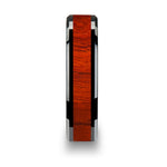 Load image into Gallery viewer, Mens Black Ceramic Padauk Real Wood Inlay Wedding Ring - Polished Beveled Comfort Fit - 6mm 8mm 10mm Wide - Style name: BOSULU