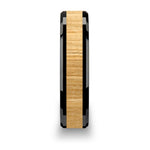 Load image into Gallery viewer, Mens Black Ceramic Ash Wood Inlay Wedding Ring - Polished Beveled Comfort Fit - 6mm 8mm 10mm Wide - Style name: BILTMORE