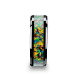 Load image into Gallery viewer, Mens Black Ceramic Blue & Orange Opal Inlay Wedding Ring - Beveled Comfort Fit - 8mm Wide - Style name: GALACTIC