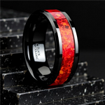 Load image into Gallery viewer, Men's Ceramic Red Opal Inlay Wedding Ring - Beveled Comfort Fit - 4mm 6mm 8mm Wide - Style name: NOVA