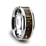 Load image into Gallery viewer, Mens Tungsten Carbide Dinosaur Bone Inlaid Wedding Ring - Beveled Comfort Fit - 4mm 8mm Wide - Style name: ORDOVICIAN