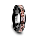 Load image into Gallery viewer, Mens Black Ceramic Pink Dinosaur Bone Inlaid Wedding Ring - Beveled Edged Comfort Fit - 4mm 8mm Wide - Style name: CAMBRIAN