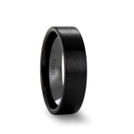 Load image into Gallery viewer, Mens Black Ceramic Flat Pipe Cut Wedding Ring - Brushed Comfort Fit - 4mm 6mm 8mm 10mm 12mm Wide - Style name: DRAKON