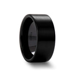 Load image into Gallery viewer, Mens Black Ceramic Flat Pipe Cut Wedding Ring - Brushed Comfort Fit - 4mm 6mm 8mm 10mm 12mm Wide - Style name: DRAKON