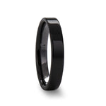 Load image into Gallery viewer, Mens Black Ceramic Flat Wedding Ring - Polish Finished Comfort Fit - 2mm 4mm 6mm 8mm 10mm 12mm Wide - Style name: FRAENER