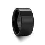 Load image into Gallery viewer, Mens Black Ceramic Flat Wedding Ring - Polish Finished Comfort Fit - 2mm 4mm 6mm 8mm 10mm 12mm Wide - Style name: FRAENER