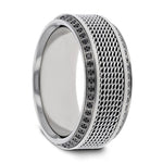 Load image into Gallery viewer, Mens Titanium Steel Chain Round Black Diamonds Wedding Ring - Polished Beveled Comfort Fit - 10mm Wide - Style name: GAUNTLET