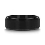 Load image into Gallery viewer, Mens Black Titanium Brushed Raised Center Wedding Ring - Flat Polished Edges Comfort Fit - 8mm Wide - Style name: BABYLON