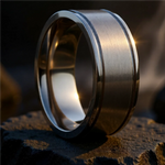Load image into Gallery viewer, Mens Titanium Pipe Cut Finish Wedding Ring - Brushed Comfort Fit - 8mm Wide - Style name: FAIRFIELD