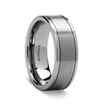 Load image into Gallery viewer, Mens Titanium Pipe Cut Finish Wedding Ring - Brushed Comfort Fit - 8mm Wide - Style name: FAIRFIELD
