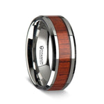 Load image into Gallery viewer, Mens Titanium Rosewood Inlay Wedding Ring - Beveled Comfort Fit - 8mm Wide - Style name: TALI