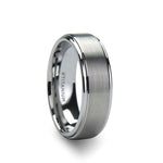 Load image into Gallery viewer, Mens Titanium Brushed Raised Center Wedding Ring - Polished Step Edges Comfort Fit - 6mm 8mm Wide - Style name: RHINOX