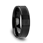 Load image into Gallery viewer, Mens Black Titanium Polished Dual Offset Grooves Wedding Ring - Brushed Finish Comfort Fit - 6mm 8mm Wide - Style name: WOLFGANG