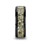 Load image into Gallery viewer, Mens Black Ceramic Light Green Dinosaur Bone Inlaid Wedding Ring - Polished Beveled Edge Comfort Fit - 8mm Wide - Style name: DROGON