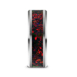 Load image into Gallery viewer, Mens Tungsten Carbide Black Opal Inlay Wedding Ring - Beveled Edges Comfort Fit - 8mm Wide - Style name: HALLEY