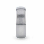 Load image into Gallery viewer, Mens Titanium Chrome-Plated Domed Brushed Center Wedding Ring - Polished Beveled Comfort Fit - 8mm Wide - Style name: DUSTIN
