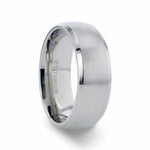 Load image into Gallery viewer, Mens Titanium Chrome-Plated Domed Brushed Center Wedding Ring - Polished Beveled Comfort Fit - 8mm Wide - Style name: DUSTIN
