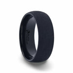 Load image into Gallery viewer, Mens Titanium Sand Blasted Finish Black Wedding Ring - Domed Comfort Fit - 8mm Wide - Style name: CIMMERIAN