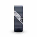 Load image into Gallery viewer, Mens Black Titanium Set Of 3 Diamonds Small Silver-Coated Diagonal Design Wedding Ring - Flat Brushed Comfort Fit - 8mm Wide - Style name: JAGUAR