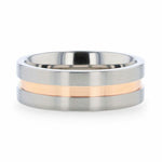 Load image into Gallery viewer, Mens Titanium Rose Gold Plated Groove Center Wedding Ring - Flat Brushed Comfort Fit - 8mm Wide - Style name: MARS