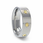 Load image into Gallery viewer, Mens Titanium Rotating Screw Design Wedding Ring - Flat Brushed Comfort Fit - 8mm Wide - Style name: RESOLUTE