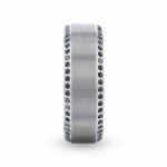 Load image into Gallery viewer, Mens Titanium Black Sapphire Polished Beveled Edges Wedding Ring - Flat Brushed Comfort Fit - 8mm Wide - Style name: CHAMPION