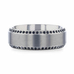 Load image into Gallery viewer, Mens Titanium Black Sapphire Polished Beveled Edges Wedding Ring - Flat Brushed Comfort Fit - 8mm Wide - Style name: CHAMPION