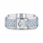 Load image into Gallery viewer, Mens Titanium Light Gray Carbon Fiber Diamond In The Squared Center Wedding Ring - Polished Beveled Comfort Fit - 8mm Wide - Style name: MAYBACH